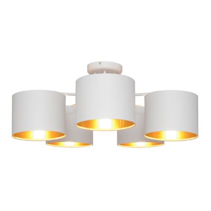 Kiinteä kattokruunu ALBA 5xE27/15W/230V valkoinen/kultainen