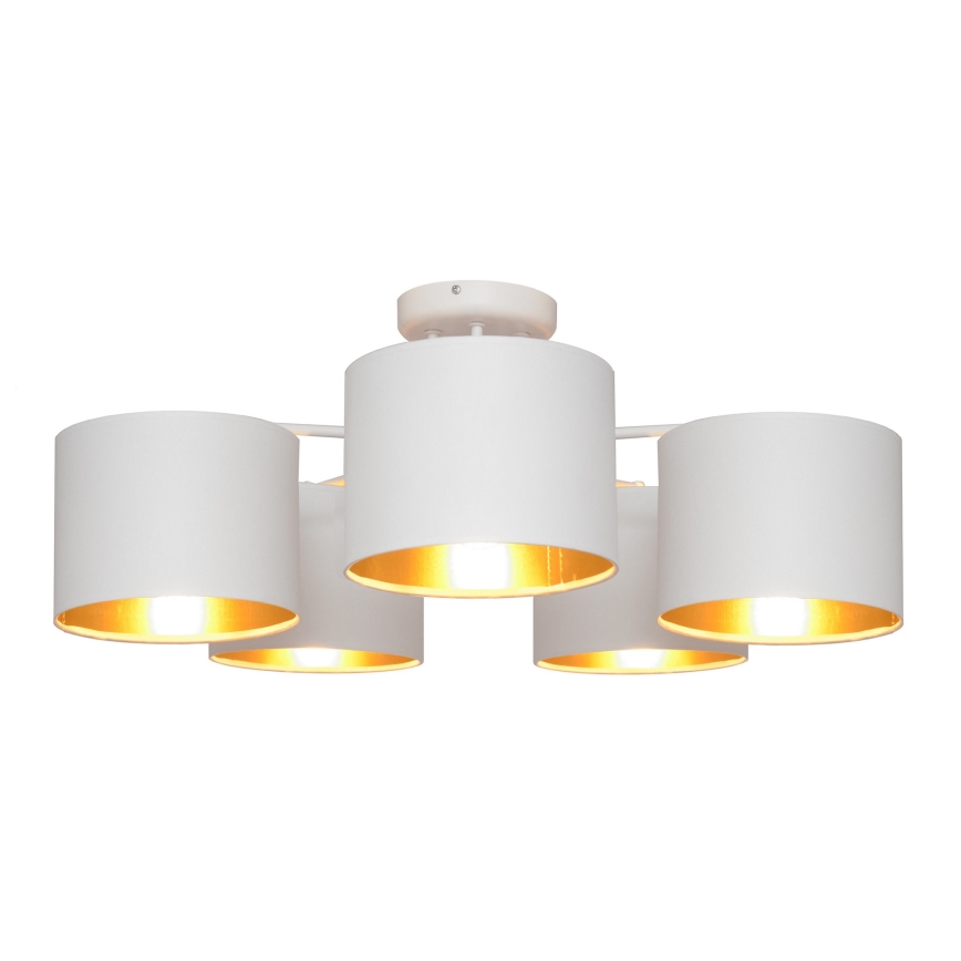 Kiinteä kattokruunu ALBA 5xE27/15W/230V valkoinen/kultainen