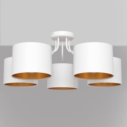 Kiinteä kattokruunu ALBA 5xE27/15W/230V valkoinen/kultainen