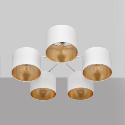 Kiinteä kattokruunu ALBA 5xE27/15W/230V valkoinen/kultainen