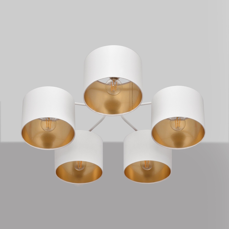 Kiinteä kattokruunu ALBA 5xE27/15W/230V valkoinen/kultainen