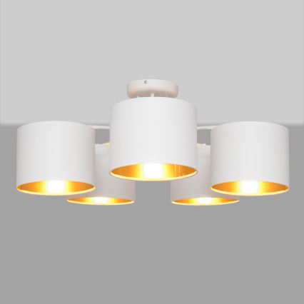 Kiinteä kattokruunu ALBA 5xE27/15W/230V valkoinen/kultainen