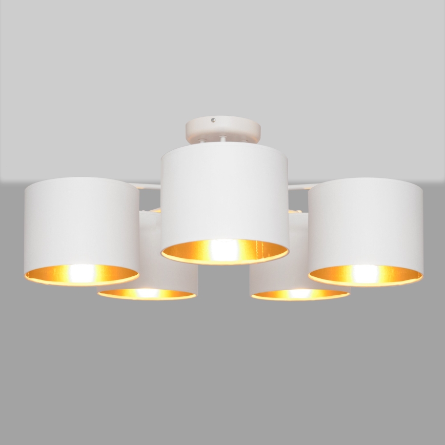 Kiinteä kattokruunu ALBA 5xE27/15W/230V valkoinen/kultainen