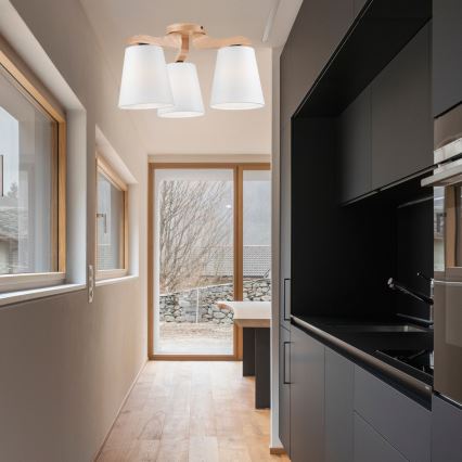 Kiinteä kattokruunu ANDREA 3xE27/60W/230V tammi/valkoinen