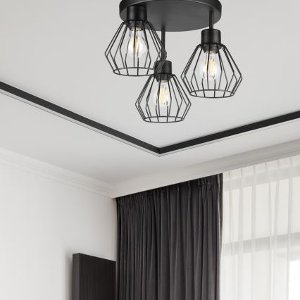 Kiinteä kattokruunu AUDREY 3xE27/60W/230V musta