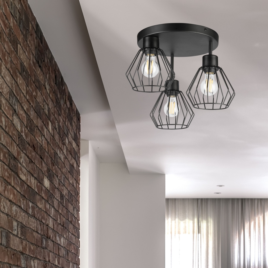 Kiinteä kattokruunu AUDREY 3xE27/60W/230V musta