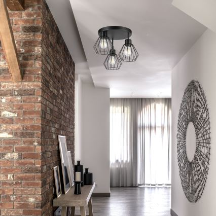 Kiinteä kattokruunu AUDREY 3xE27/60W/230V musta