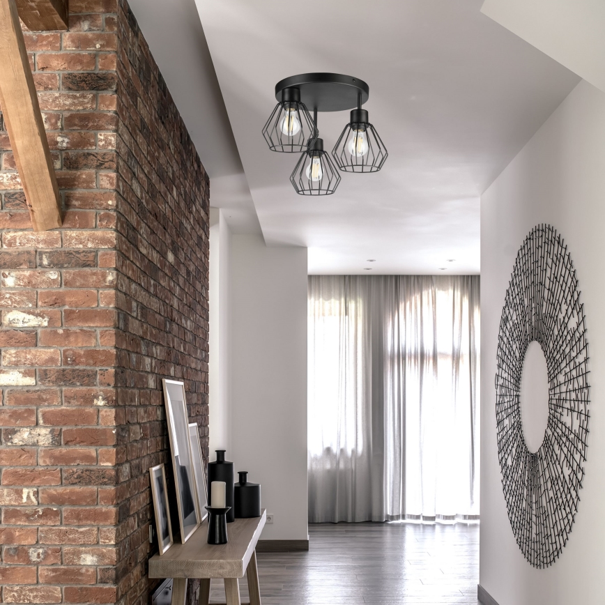 Kiinteä kattokruunu AUDREY 3xE27/60W/230V musta