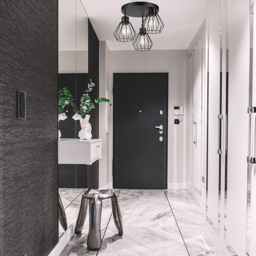 Kiinteä kattokruunu AUDREY 3xE27/60W/230V musta