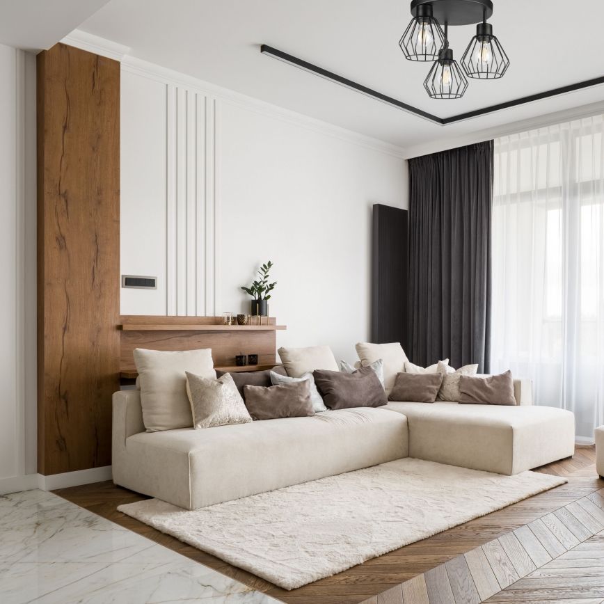 Kiinteä kattokruunu AUDREY 3xE27/60W/230V musta