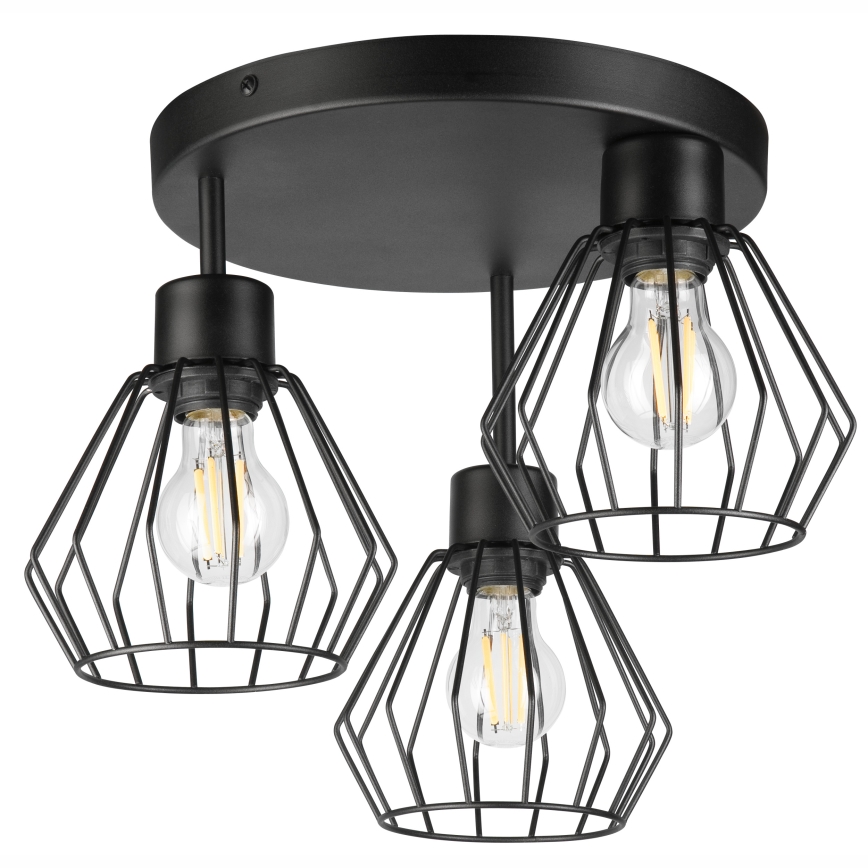 Kiinteä kattokruunu AUDREY 3xE27/60W/230V musta