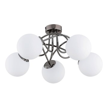 Kiinteä kattokruunu BANKO 5xE14/10W/230V musta kiiltävä kromi