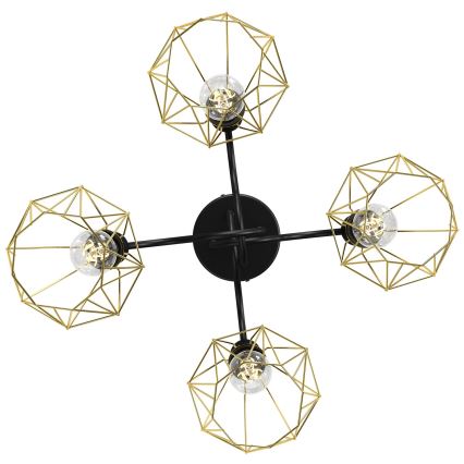 Kiinteä kattokruunu BERGEN 4xE27/60W/230V musta/kultainen