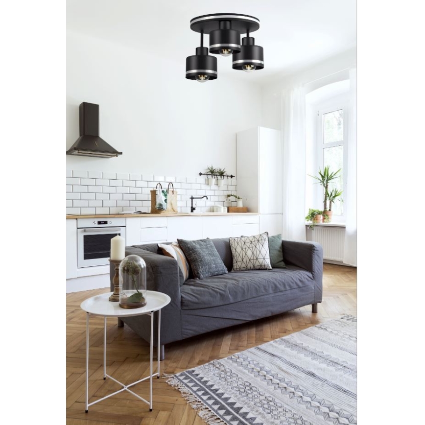 Kiinteä kattokruunu BODO SILVER 3xE27/60W/230V