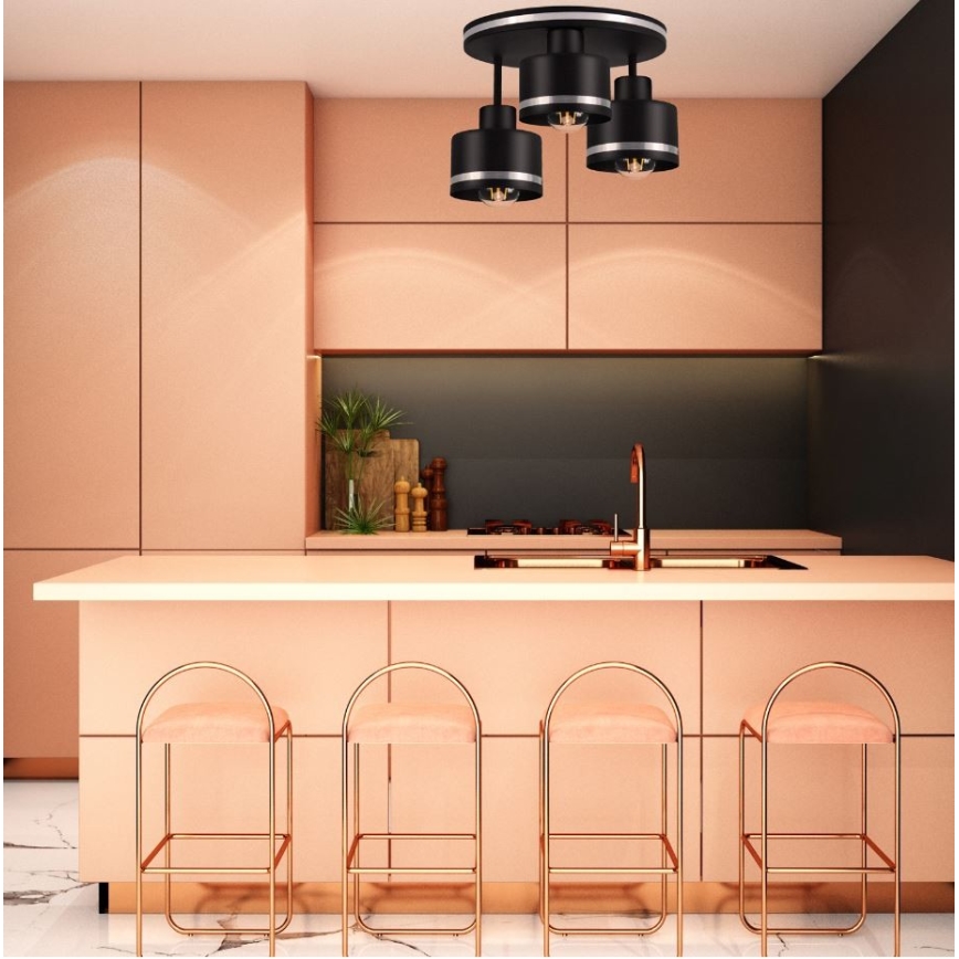 Kiinteä kattokruunu BODO SILVER 3xE27/60W/230V