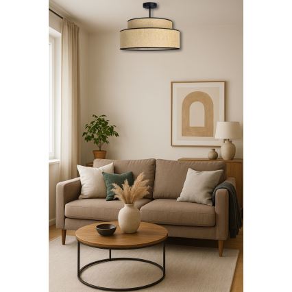 Kiinteä kattokruunu BOHO 1xE27/60W/230V halkaisija 40 cm beige