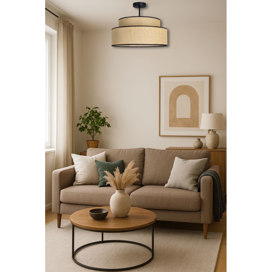 Kiinteä kattokruunu BOHO 1xE27/60W/230V halkaisija 40 cm beige
