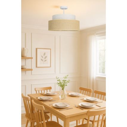 Kiinteä kattokruunu BOHO 1xE27/60W/230V halkaisija 40 cm kerma/beige