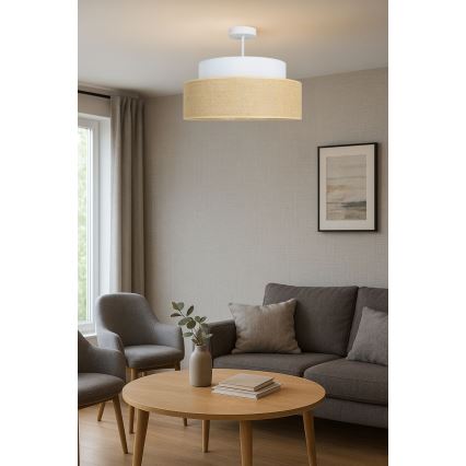 Kiinteä kattokruunu BOHO 1xE27/60W/230V halkaisija 40 cm kerma/beige