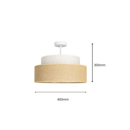 Kiinteä kattokruunu BOHO 1xE27/60W/230V halkaisija 40 cm kerma/beige