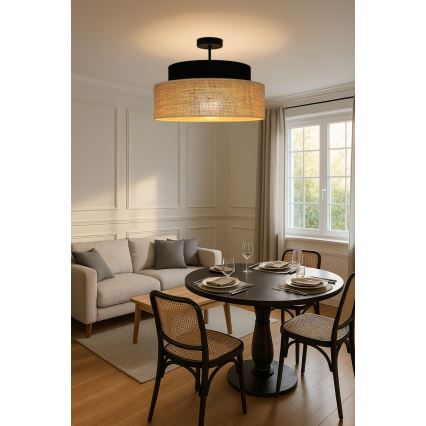 Kiinteä kattokruunu BOHO 1xE27/60W/230V halkaisija 40 cm musta/beige