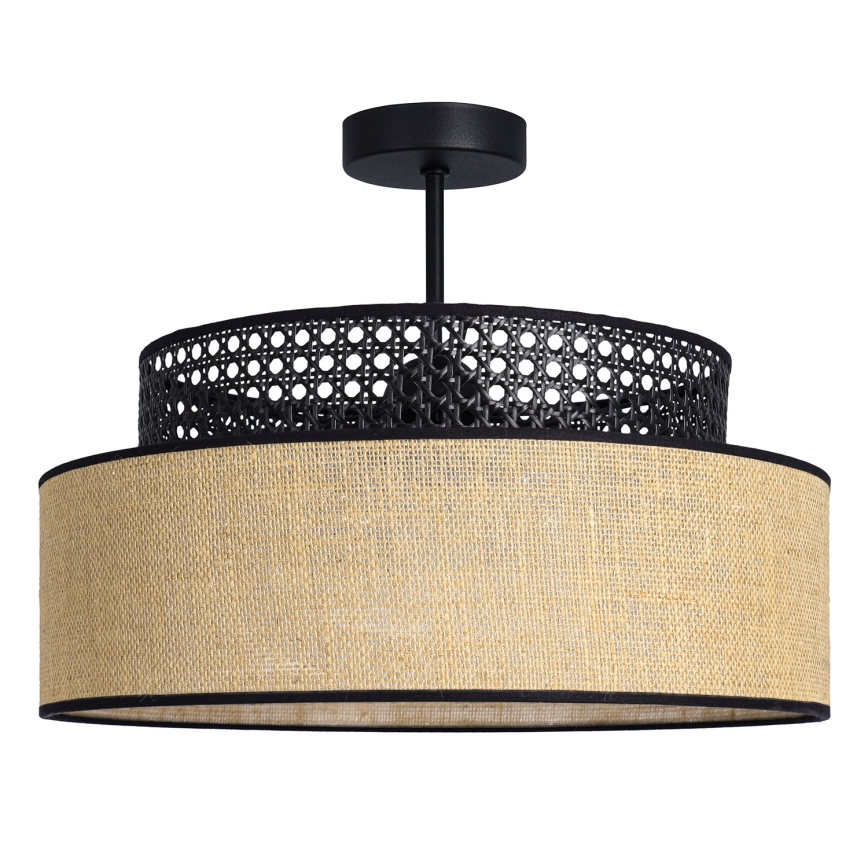 Kiinteä kattokruunu BOHO 1xE27/60W/230V halkaisija 40 cm musta/rottinki