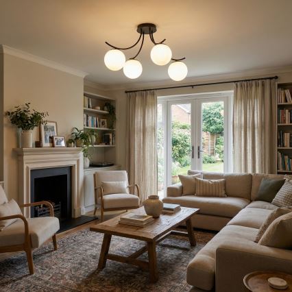 Kiinteä kattokruunu BOSTON 4xE14/10W/230V musta