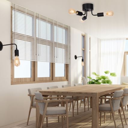 Kiinteä kattokruunu BRENDA 3xE27/60W/230V musta