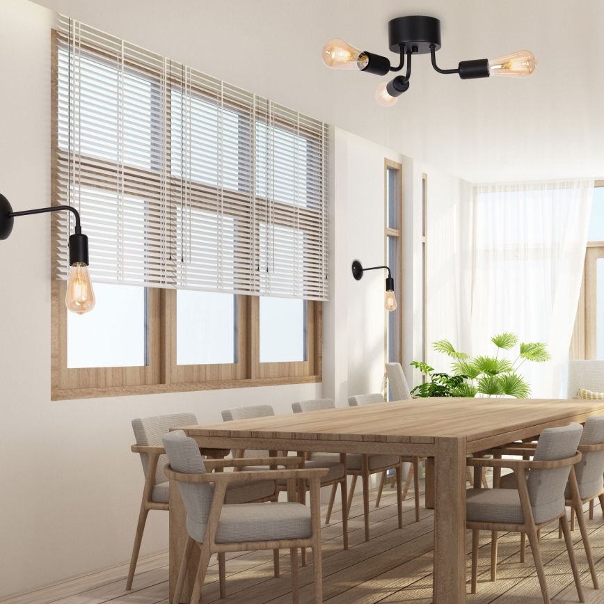 Kiinteä kattokruunu BRENDA 3xE27/60W/230V musta