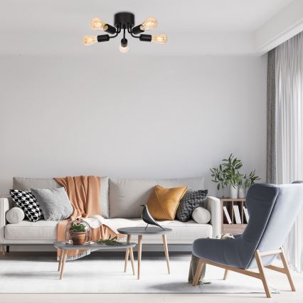 Kiinteä kattokruunu BRENDA 5xE27/60W/230V musta