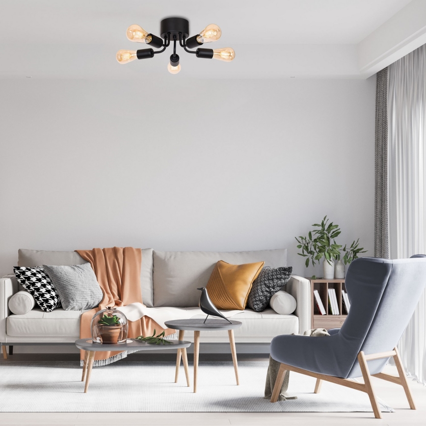 Kiinteä kattokruunu BRENDA 5xE27/60W/230V musta