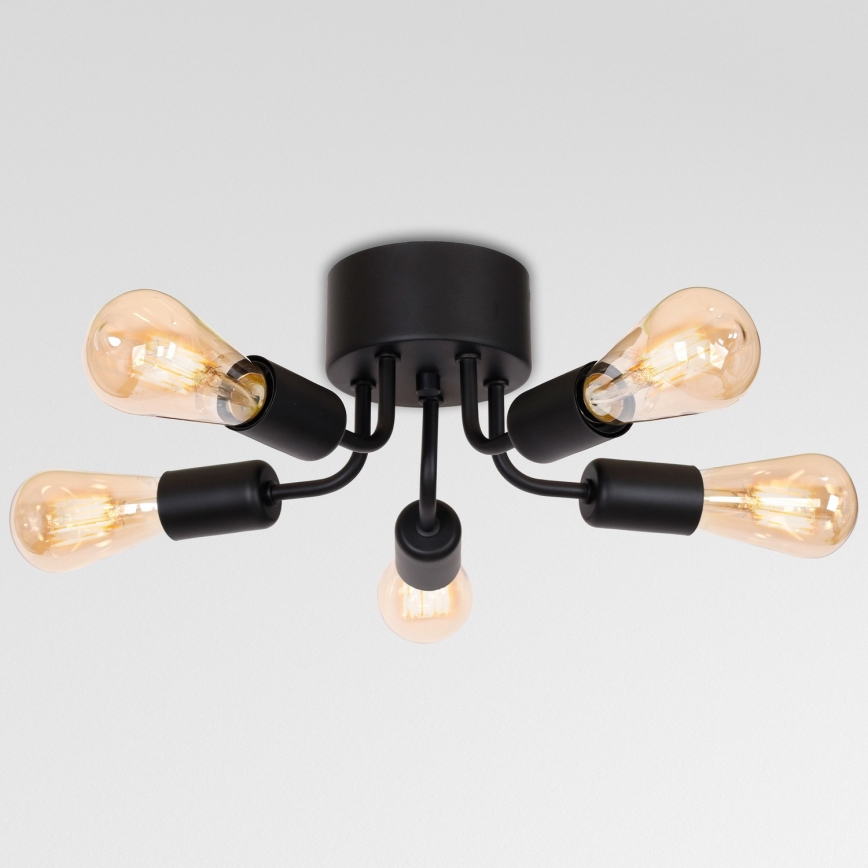 Kiinteä kattokruunu BRENDA 5xE27/60W/230V musta