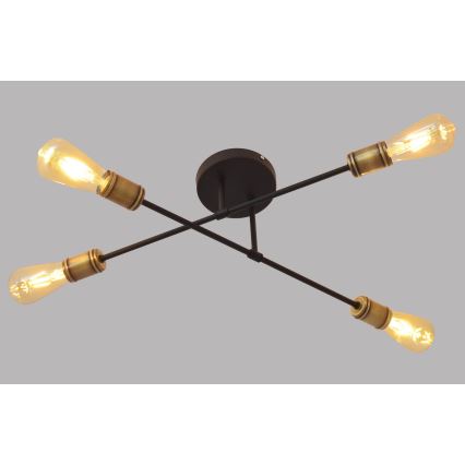 Kiinteä kattokruunu CAMBRIDGE 4xE27/20W/230V musta/kultainen