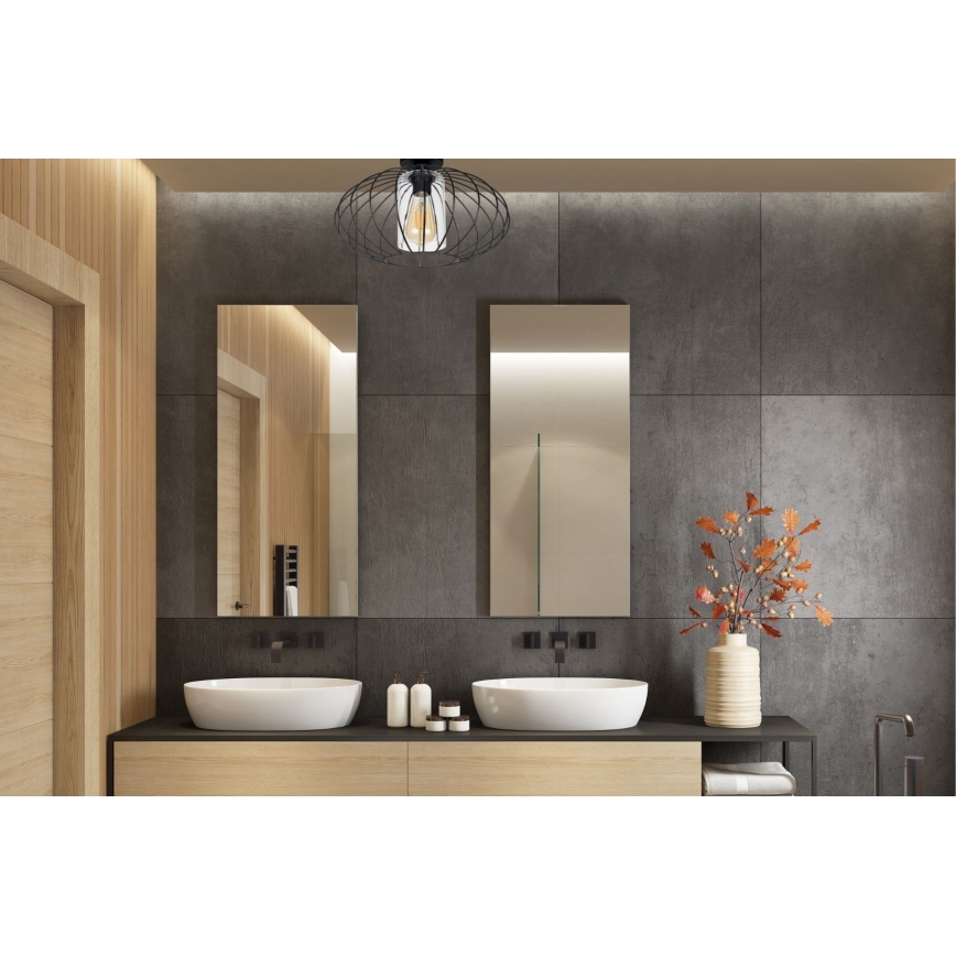 Kiinteä kattokruunu CORRINI 1xE27/60W/230V halkaisija 34 cm musta/läpinäkyvä