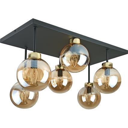 Kiinteä kattokruunu DEA 6xE14/60W/230V musta/kulta/savuinen beige