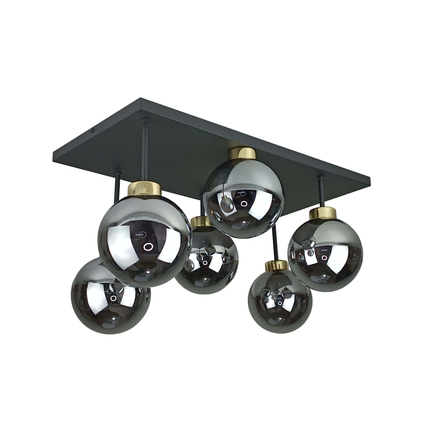 Kiinteä kattokruunu DEA 6xE14/60W/230V musta/kulta/savuinen musta