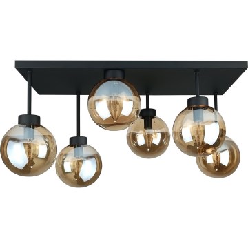 Kiinteä kattokruunu DEA 6xE14/60W/230V musta/savuinen beige