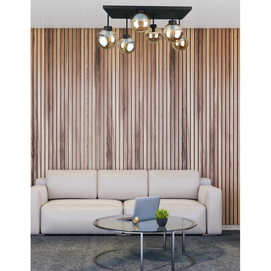 Kiinteä kattokruunu DEA 6xE14/60W/230V musta/savuinen beige