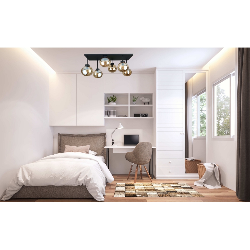 Kiinteä kattokruunu DEA 6xE14/60W/230V musta/savuinen beige