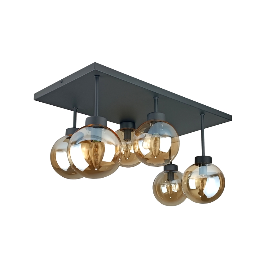 Kiinteä kattokruunu DEA 6xE14/60W/230V musta/savuinen beige