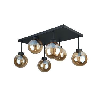 Kiinteä kattokruunu DEA 6xE14/60W/230V musta/savuinen beige