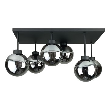 Kiinteä kattokruunu DEA 6xE14/60W/230V musta/savuinen musta
