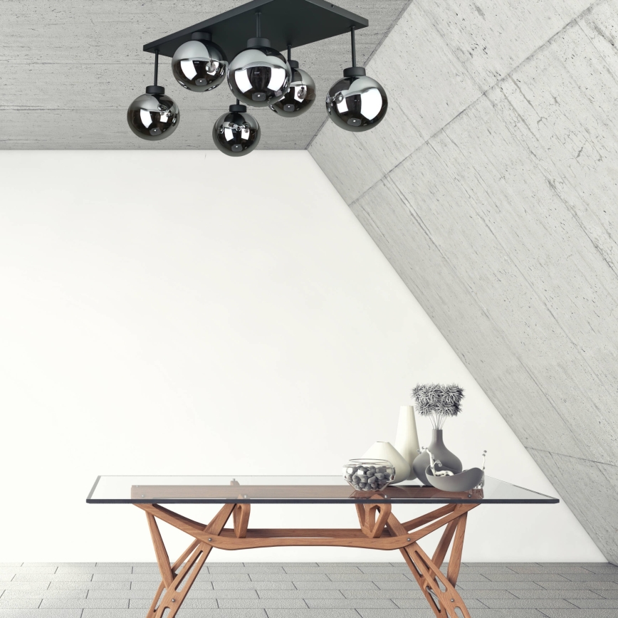 Kiinteä kattokruunu DEA 6xE14/60W/230V musta/savuinen musta