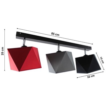 Kiinteä kattokruunu DIAMENT 3xE27/60W/230V