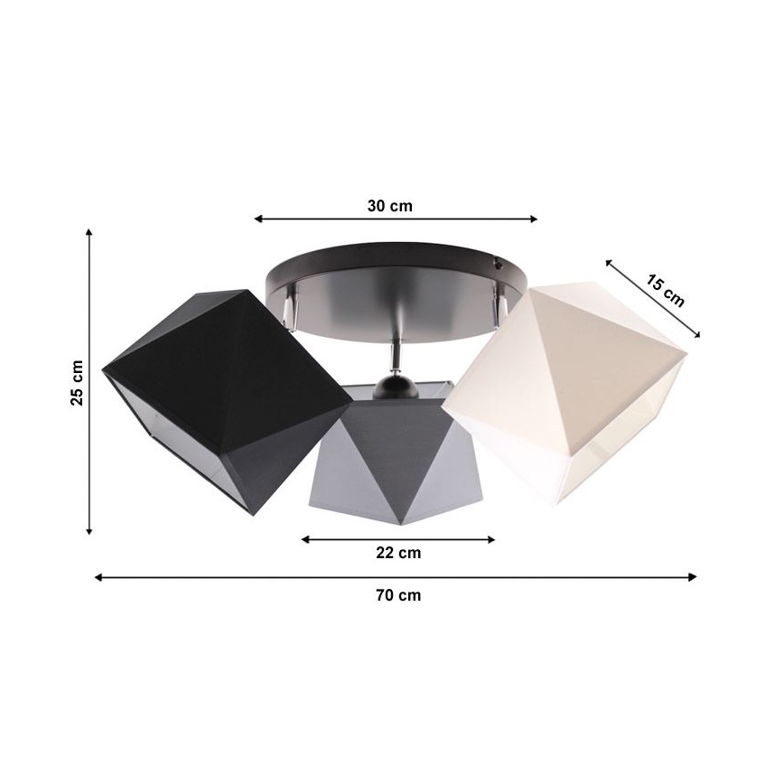 Kiinteä kattokruunu DIAMENT 3xE27/60W/230V