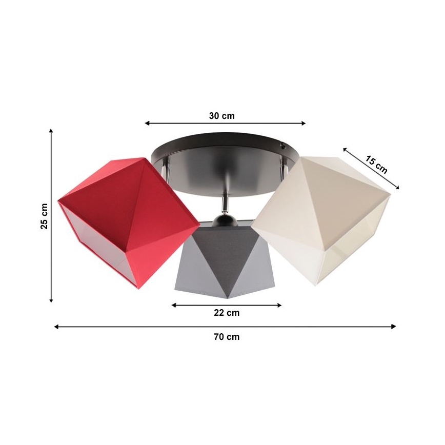 Kiinteä kattokruunu DIAMENT 3xE27/60W/230V