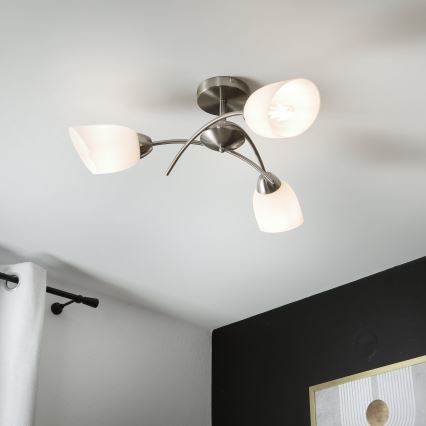 Kiinteä kattokruunu DONNA 3xE27/60W/230V nikkeli