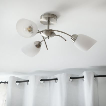 Kiinteä kattokruunu DONNA 3xE27/60W/230V nikkeli