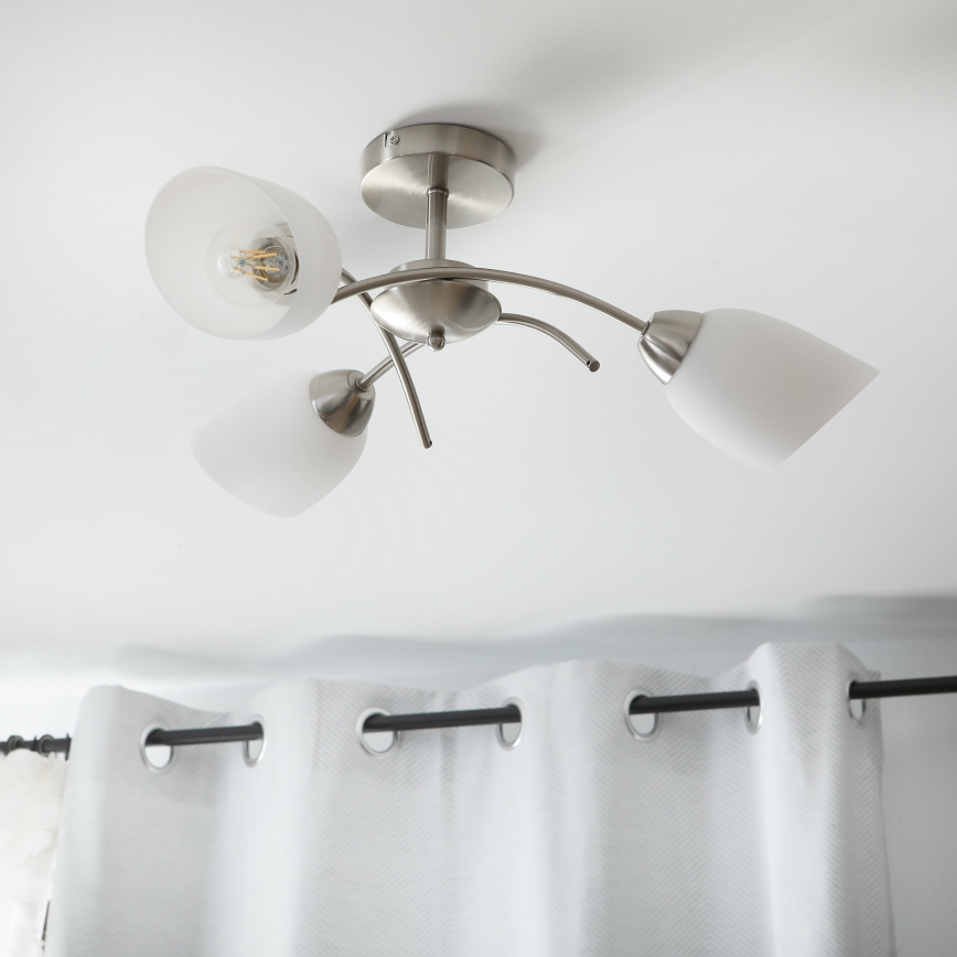 Kiinteä kattokruunu DONNA 3xE27/60W/230V nikkeli