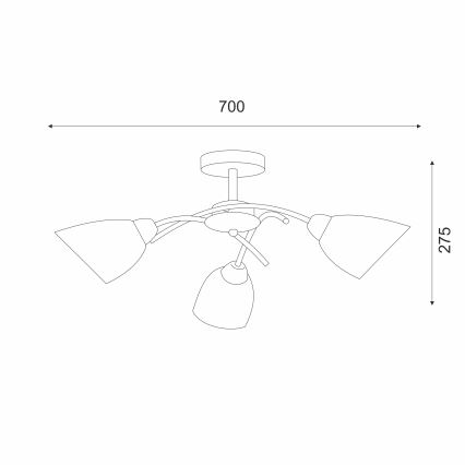 Kiinteä kattokruunu DONNA 3xE27/60W/230V nikkeli